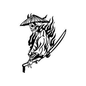 Calcomanias Calavera Flamas Japon Guerrero