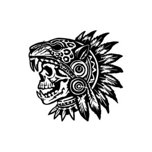 Calcomania Azteca Jaguar Calavera