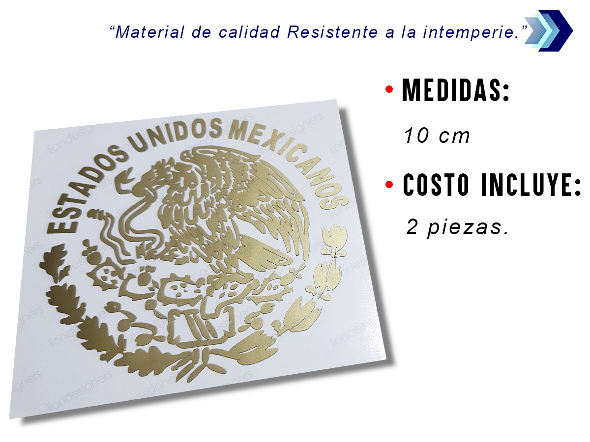 Calcomanias Escudo México 2 Piezas 10 Cm