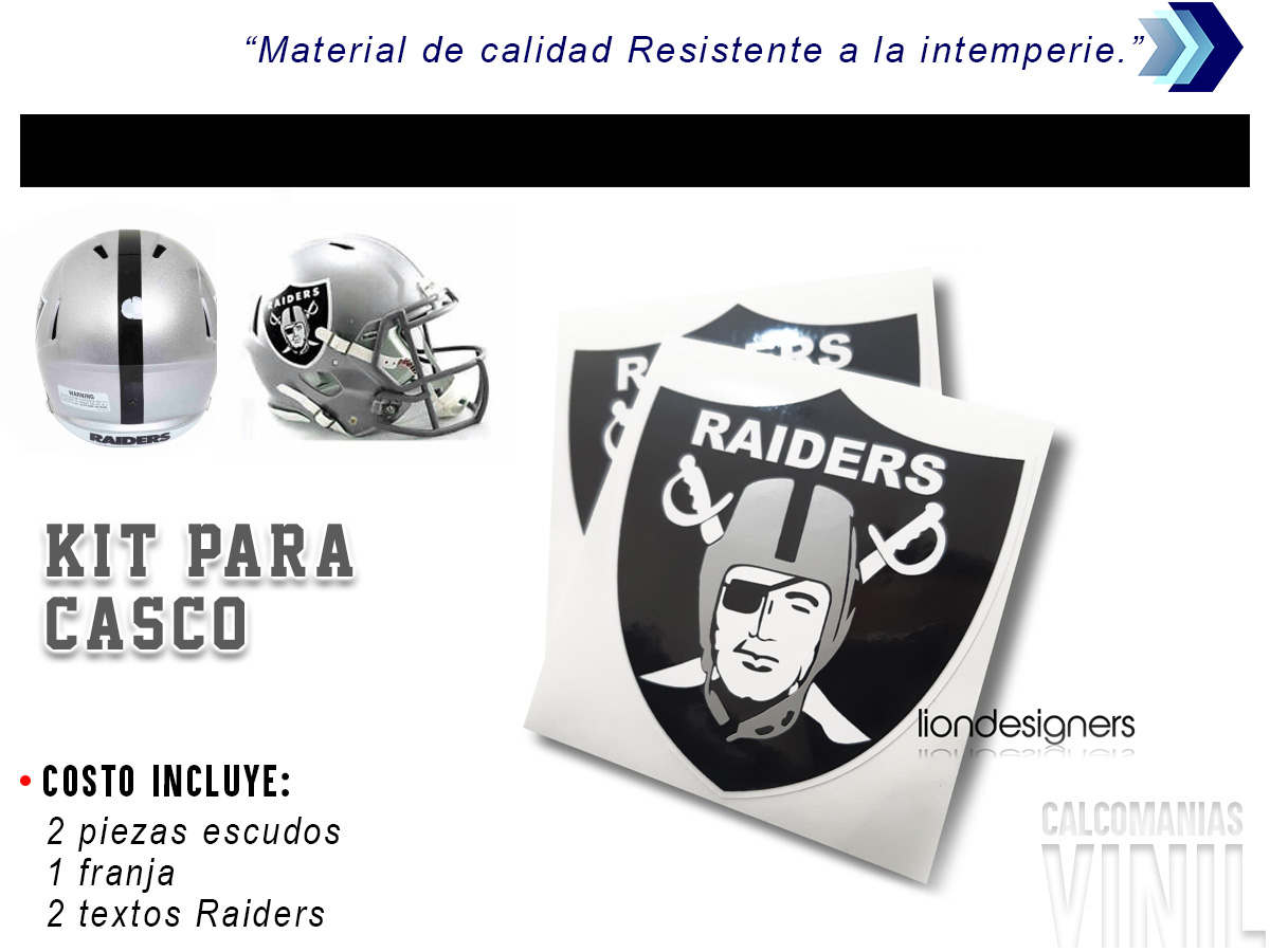 Calcomanias Adheribles Raiders Compatibles Para Casco