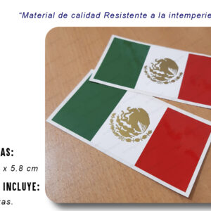 Calcomanias Bandera Mexico Rectangular 2 Piezas