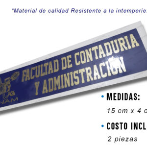 Facultad Contabilidad Unam Calcomanias 2 piezas