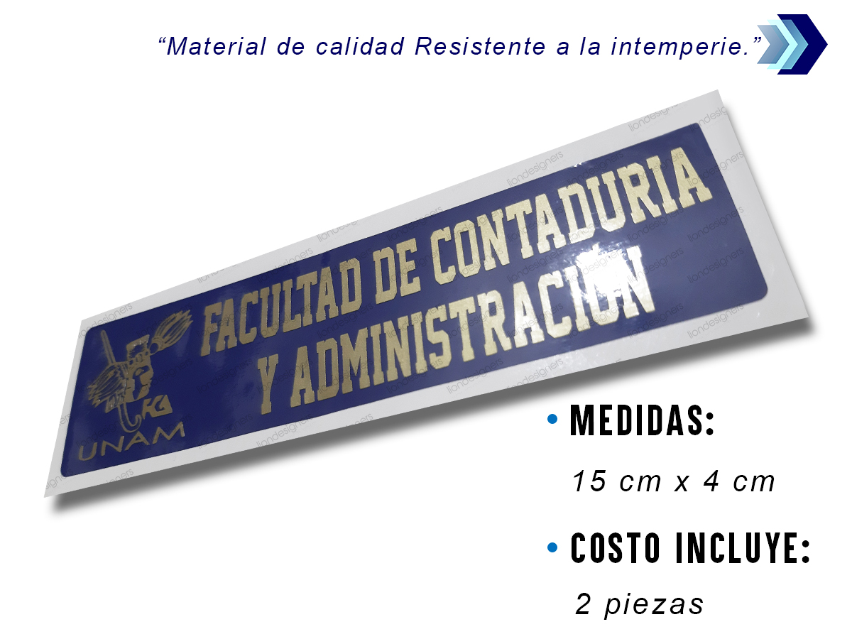 Facultad Contabilidad Unam Calcomanias 2 piezas