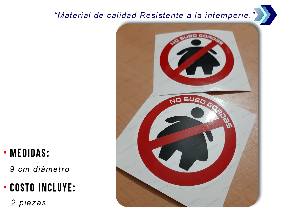 No Subo Gordas Calcomanias 2 Piezas